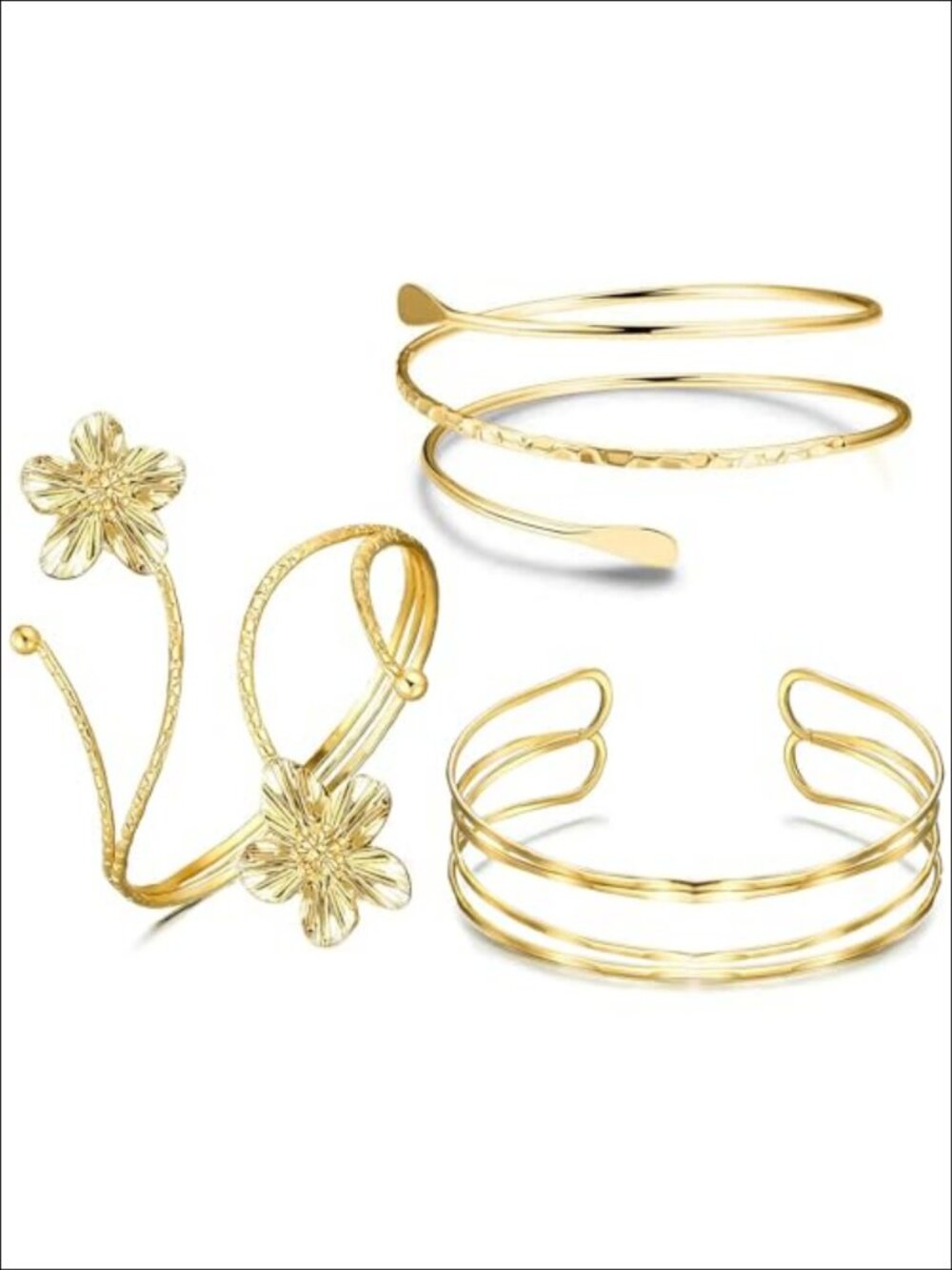 RIOSO 3-Piece Alloy Arm Cuff Bracelet Set Adjustable Summer Jewelry